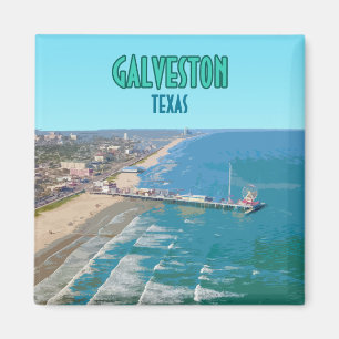Galveston Texas Pier Shore Vintage Magnet