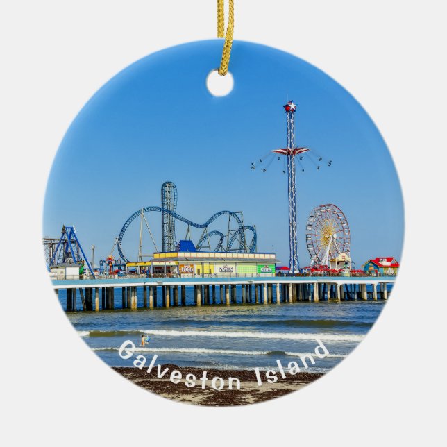 Galveston, Texas, Pleasure Pier, Ceramic Ornament (Front)