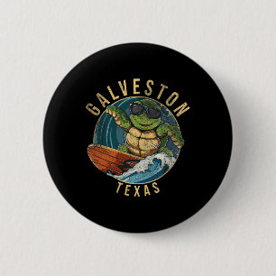 Galveston Texas Tx Surfing Turtle 6 Cm Round Badge