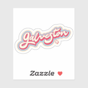 Galveston Texas vintage red, light blue