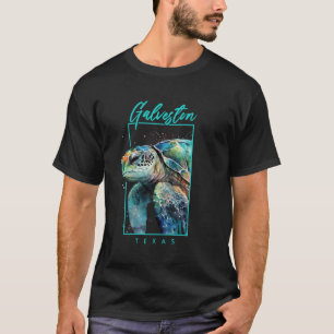 Galveston Texas Watercolor Sea Turtle Portrait T-Shirt
