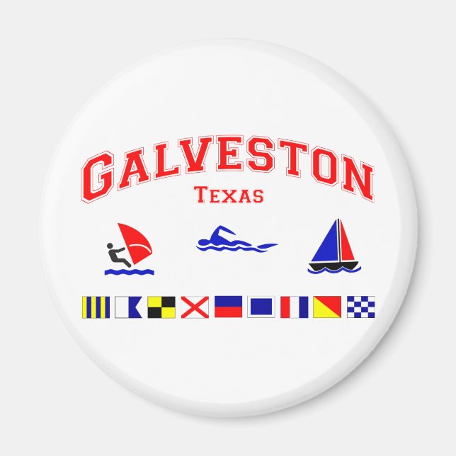 Galveston TX Signal Flags Magnet (Front)