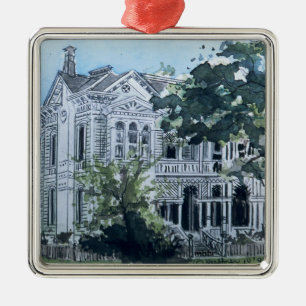 Galveston Watercolor, 1887 Jacob Sonnethiel House Metal Ornament