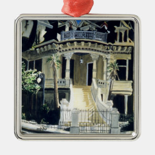 Galveston Watercolor, 1890 J. C. Trube House Metal Ornament
