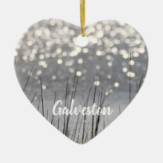 Galveston Wetland Grass Twinkling Sea Ceramic Ornament