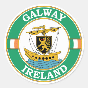 Galway Ireland Circle Emblem Classic Round Sticker
