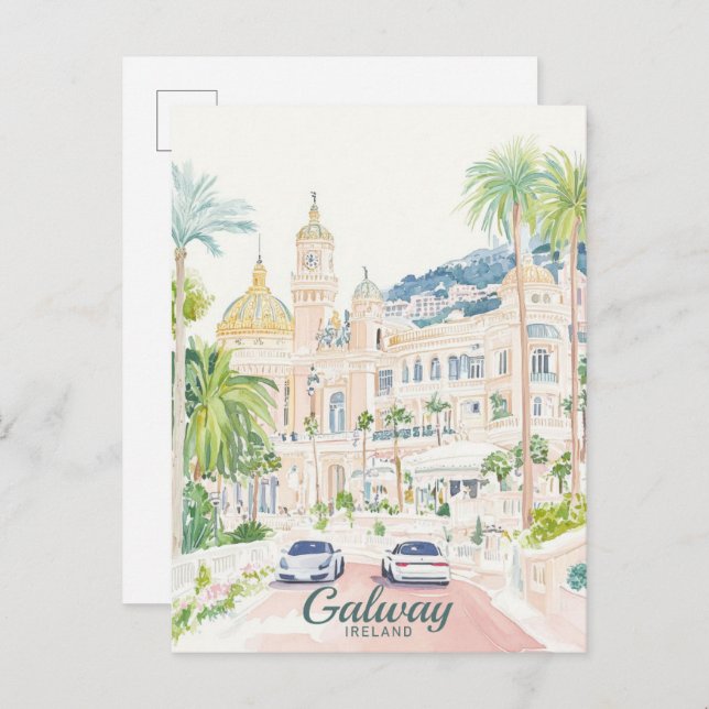Galway Ireland Gouache Paint Illustration Travel Postcard (Front/Back)