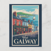Galway Ireland Illustration Travel Art Vintage