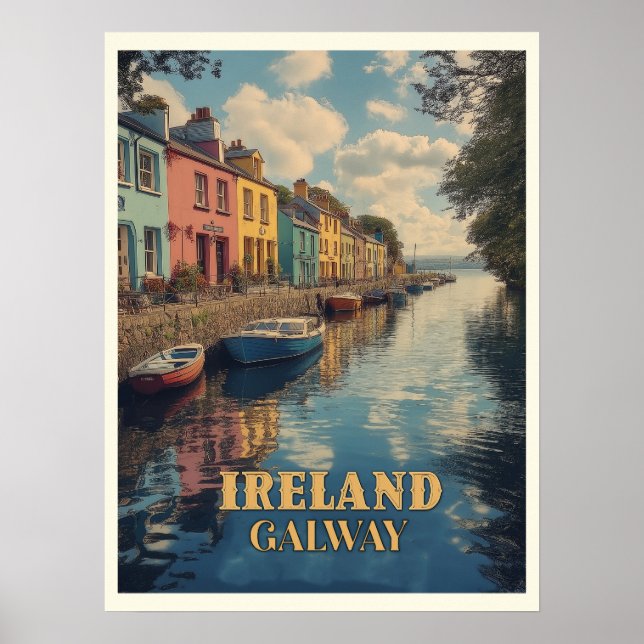 Galway Ireland Retro Irish Landmark  Poster (Front)