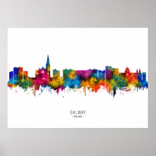 Galway Ireland Skyline Poster