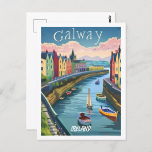 Galway Ireland Vintage Famous Travel Place Postcard