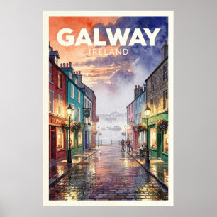 Galway Ireland Vintage Travel Poster