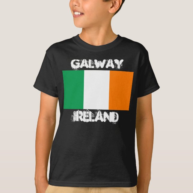 Galway, Ireland with Irish flag Boys T-Shirt (Front)