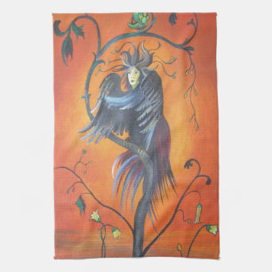 Gamaun The Prophetic Bird With Ruffled Feathers Tea Towel