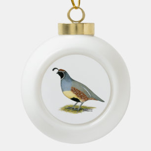 Gambel's Desert Quail Ceramic Ball Christmas Ornament