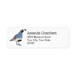 Gambel's Quail Bird Illustration Return Address Label