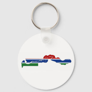 gambia country flag map shape silhouette key ring
