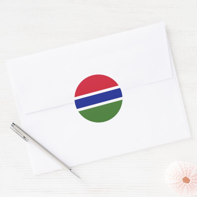 Gambia flag classic round sticker (Envelope)