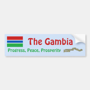 Gambia Flag + Map Bumper Sticker
