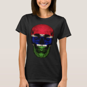 Gambia Flag Skull Gambian Roots Proud Patriotic T-Shirt