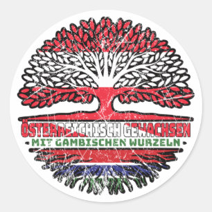 Gambia Gambisch Österreichisch Baum Classic Round Sticker