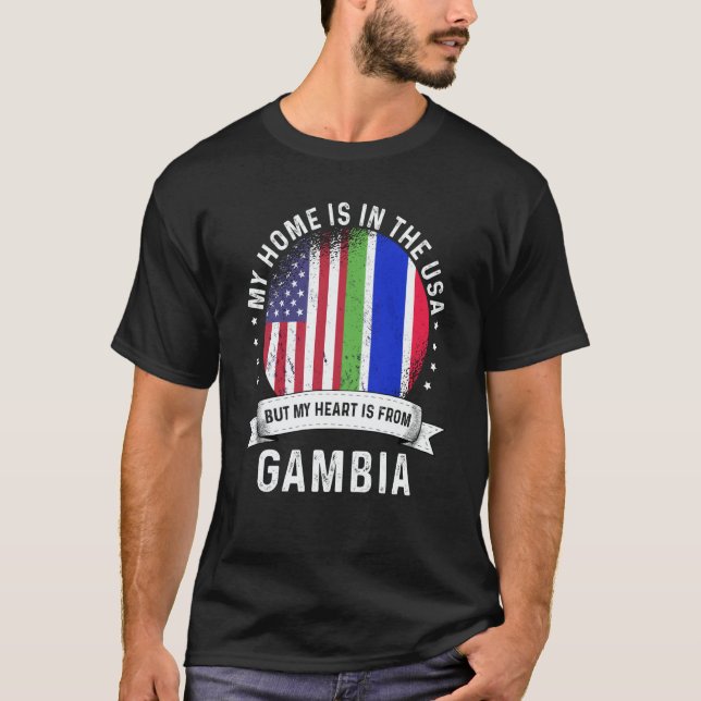 Gambian American Patriot Grown Proud Home USA Flag T-Shirt (Front)