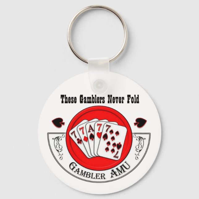 Gambler Key Chian with Old Style Patch Key Ring (Front)