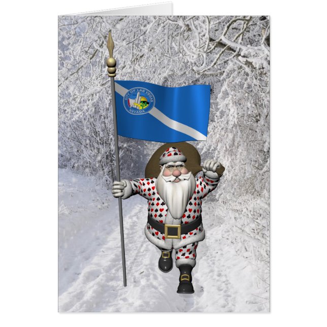 Gambler Santa Claus With Ensign Of Las Vegas (Front)