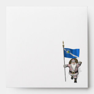 Gambler Santa Claus With Ensign Of Las Vegas Envelopes