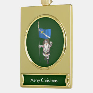 Gambler Santa Claus With Ensign Of Las Vegas Gold Plated Banner Ornament