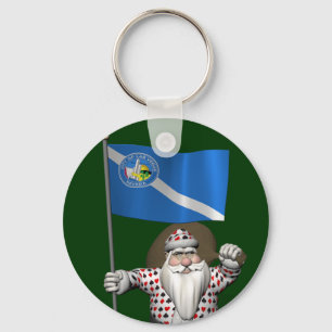 Gambler Santa Claus With Ensign Of Las Vegas Key Ring