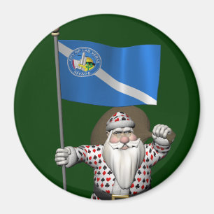 Gambler Santa Claus With Ensign Of Las Vegas Magnet
