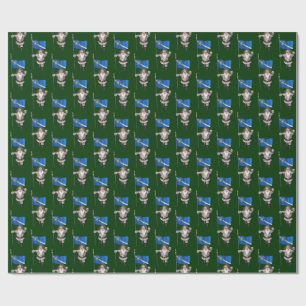 Gambler Santa Claus With Flag Of Las Vegas Wrapping Paper