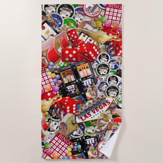 Gamblers Delight - Las Vegas Icons Beach Towel (Front)