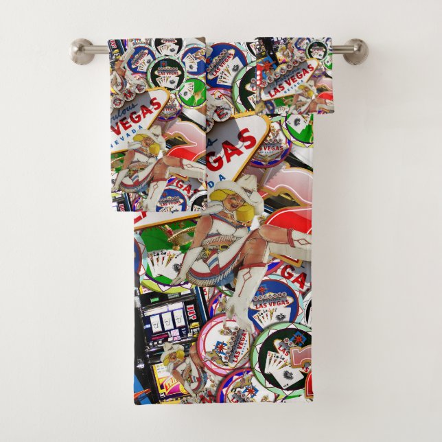 Gamblers Delight - Las Vegas Icons Collage Bath Towel Set (Insitu)