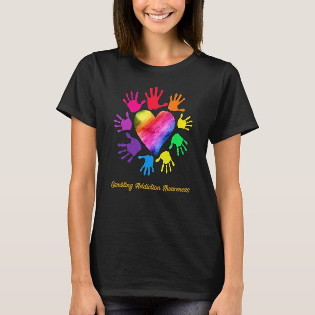 Gambling Addiction Awareness Hands Gambling Addict T-Shirt (Front)