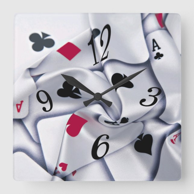 Gambling cards square wall clock (Front)