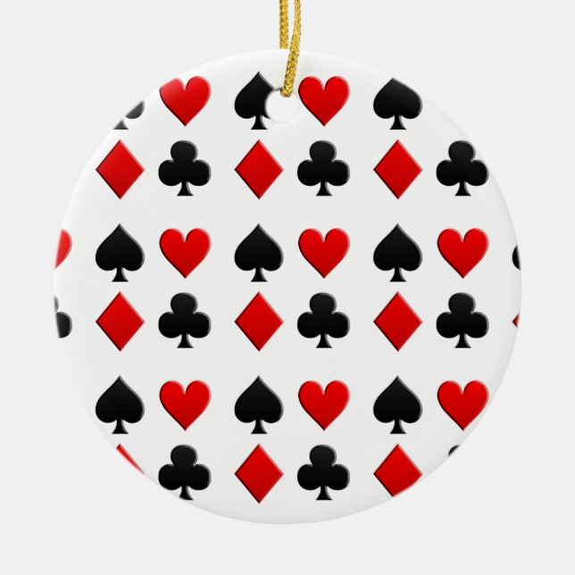 Gambling Cards Suits Ceramic Tree Decoration (Front)