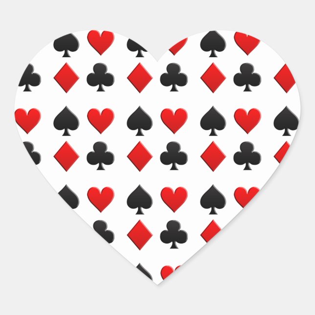 Gambling Cards Suits Heart Sticker (Front)
