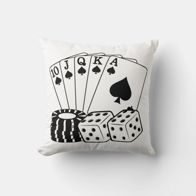 Gambling Casino Cards Dice Poker Chips Art  Cushion (Front)