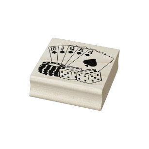 Gambling Casino Cards Dice Poker Chips Art Rubber Stamp