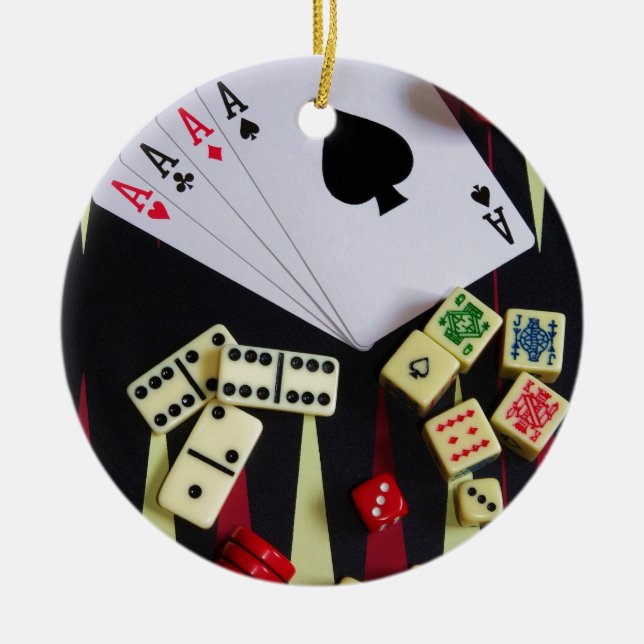 Gambling casino gaming pieces ceramic tree decoration (Front)