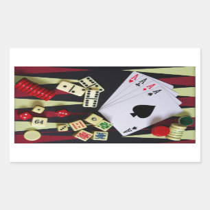 Gambling casino gaming pieces rectangular sticker