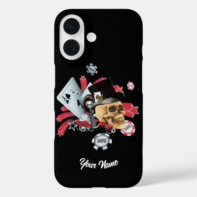 Gambling Casino Skull Case-Mate iPhone Case (Back)