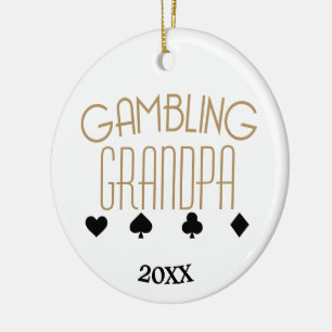 Gambling Grandpa Ceramic Tree Decoration