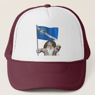 Gambling Santa Claus With Ensign Of Las Vegas Trucker Hat