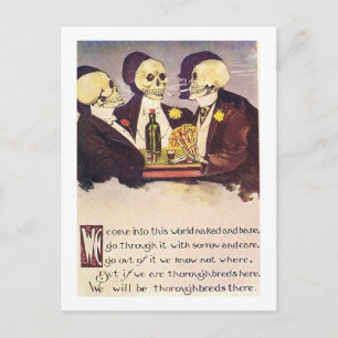 Gambling skeletons vintage image postcard