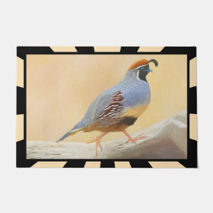 Gambrel's Quail Painting Original Bird Art Doormat