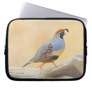Gambrel's Quail Painting Original Bird Art Laptop Sleeve