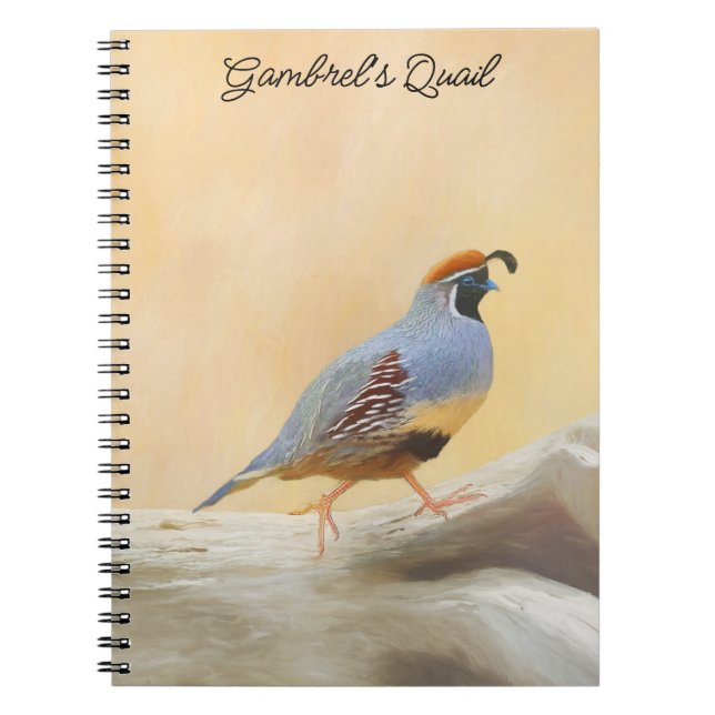 Gambrel's Quail Painting Original Bird Art Notebook (Front)
